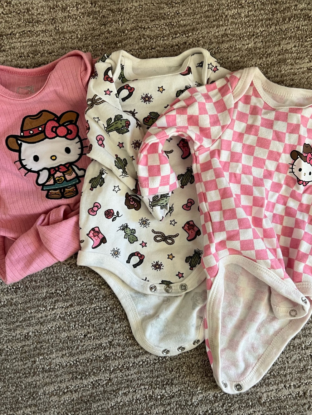 Hello Kitty Pink & White 3-Pack Baby One-Piece Bodysuits